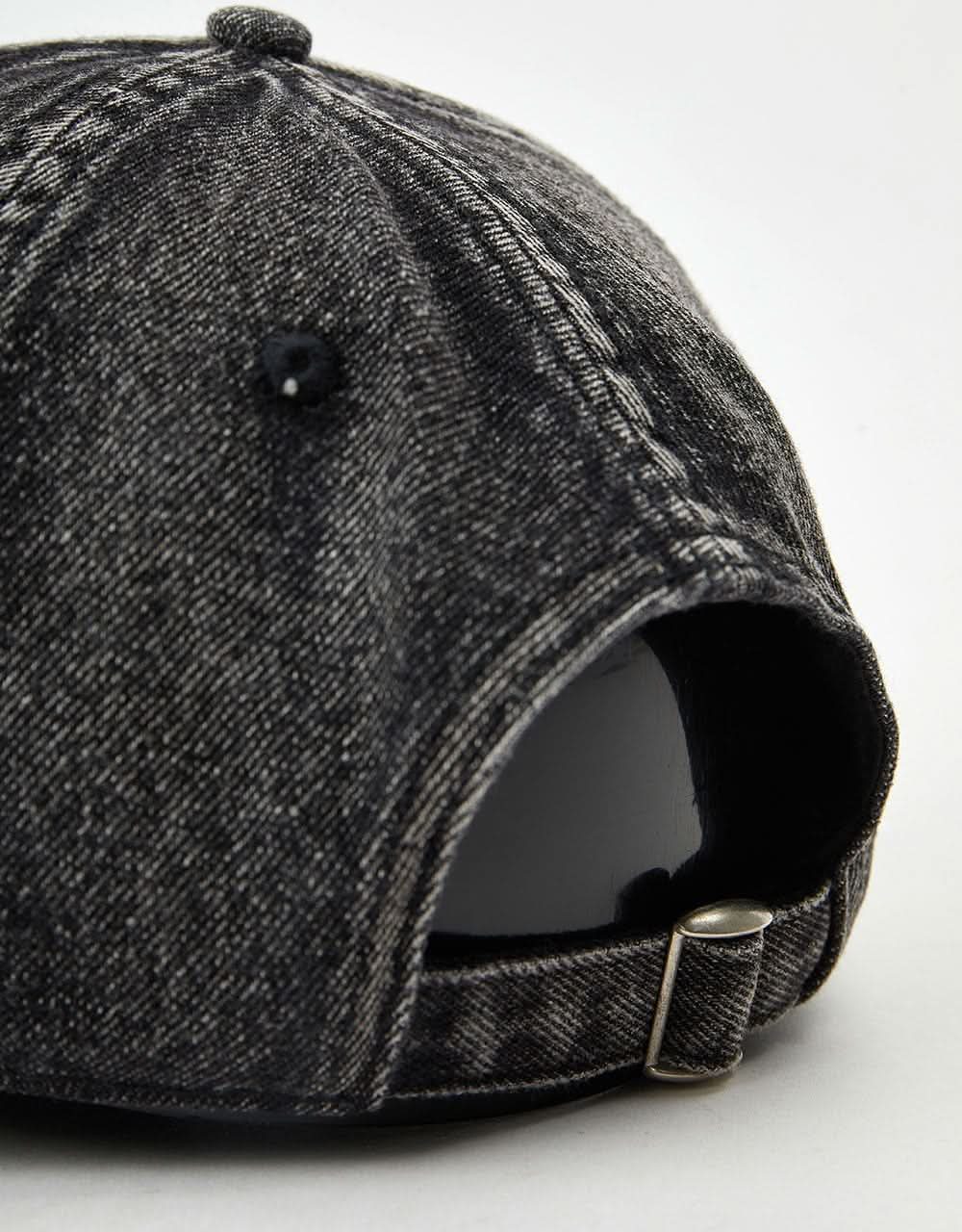 Route One Bleached Denim Dad Cap - Black Denim