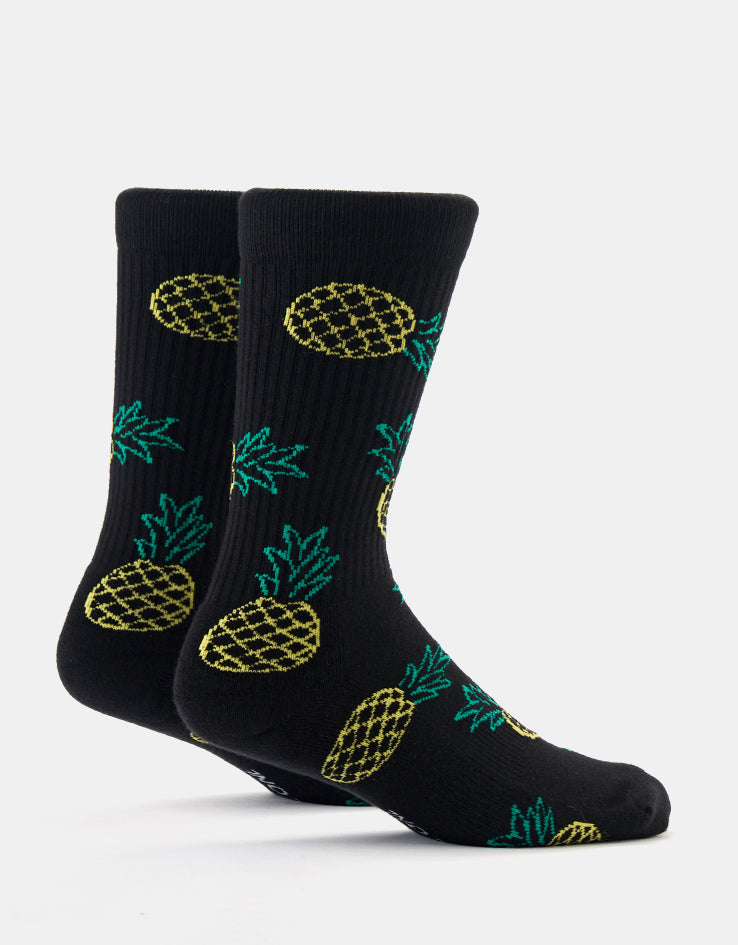 Route One Pineapples Crew Socks - Black