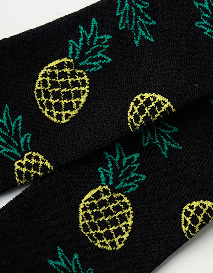 Route One Pineapples Crew Socks - Black