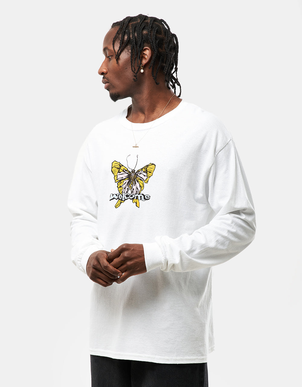 Welcome Butterfly Basic L/S T-Shirt - White