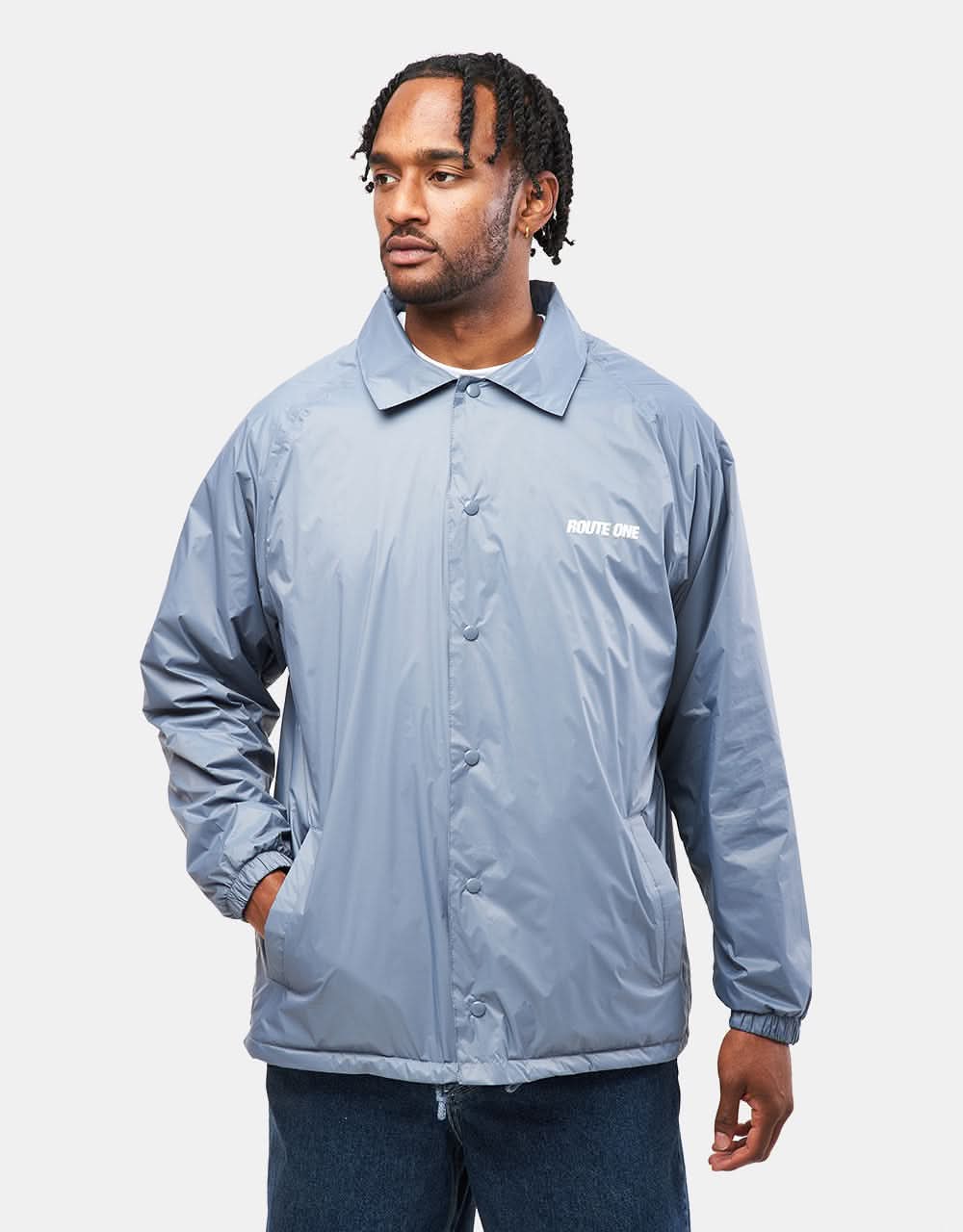 Route One Classic Coach Jacket - Storm Grey Route One Classic Coach Jacket - Storm Grey