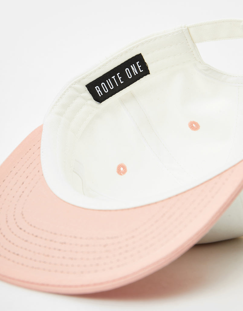 Route One Unstructured Strapback Cap - Raw/Terracotta Pink