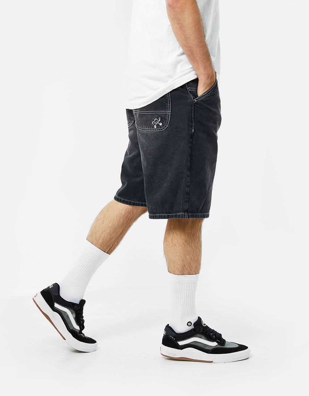 Route One Super Baggy Denim Shorts - Washed Black