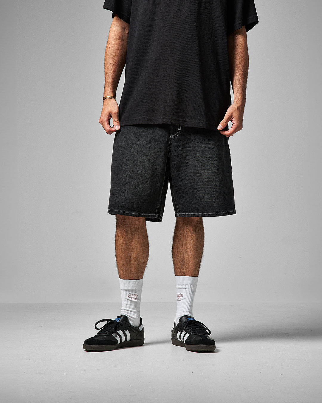 Route One Super Baggy Jorts | Washed Black