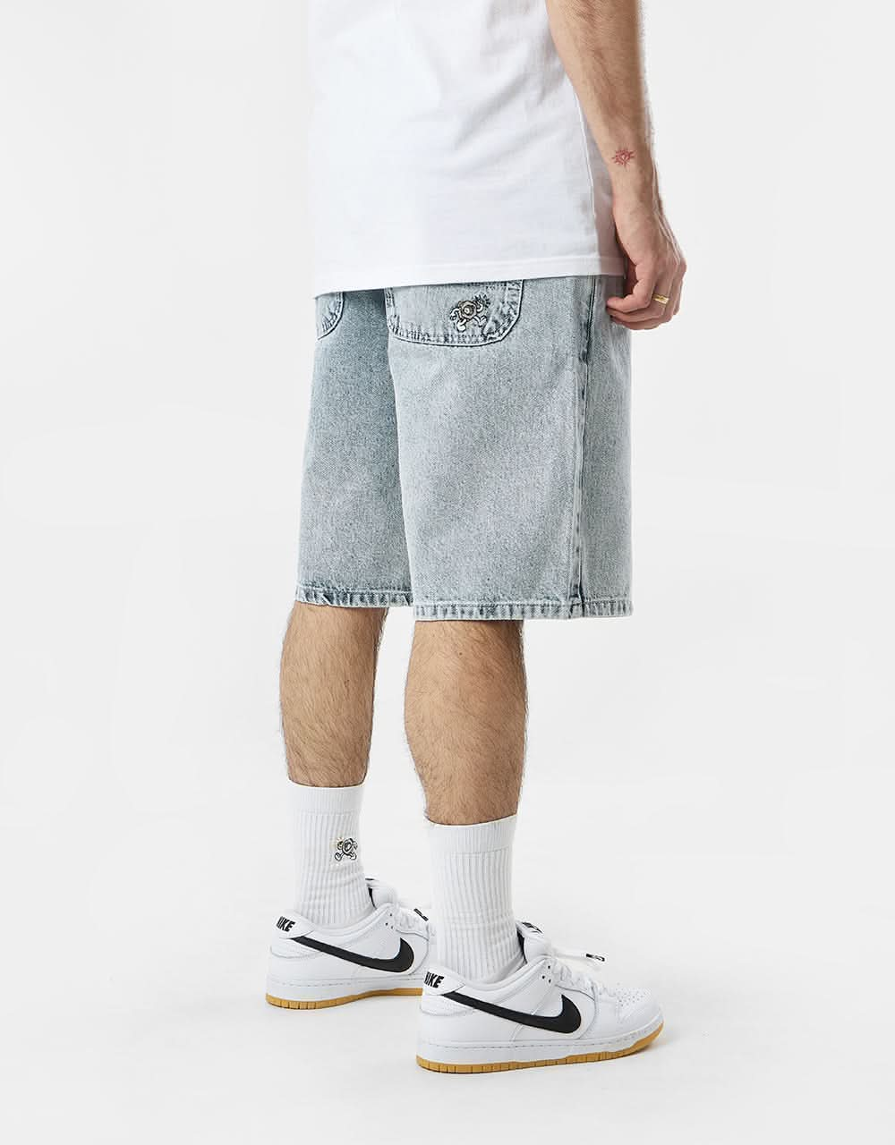 Route One Super Baggy Denim Shorts - Light Stone Wash