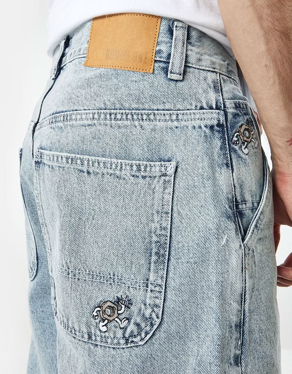 Route One Super Baggy Denim Shorts - Light Stone Wash