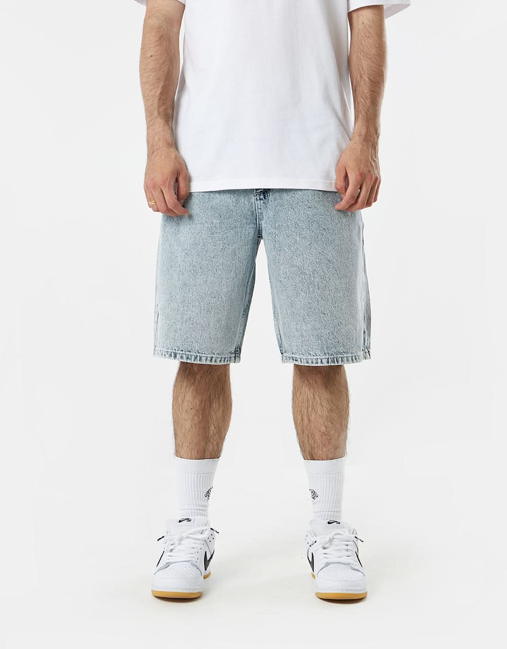 Route One Super Baggy Denim Shorts - Light Stone Wash