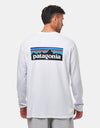 Patagonia L/S P-6 Logo Responsibili-Tee - White