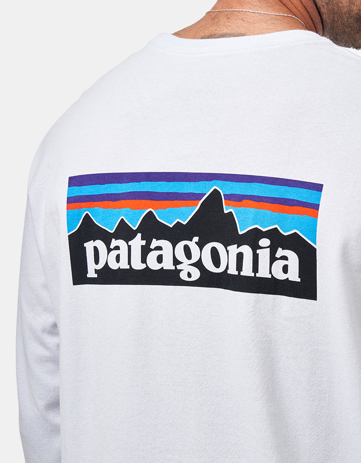 Patagonia L/S P-6 Logo Responsibili-Tee - White