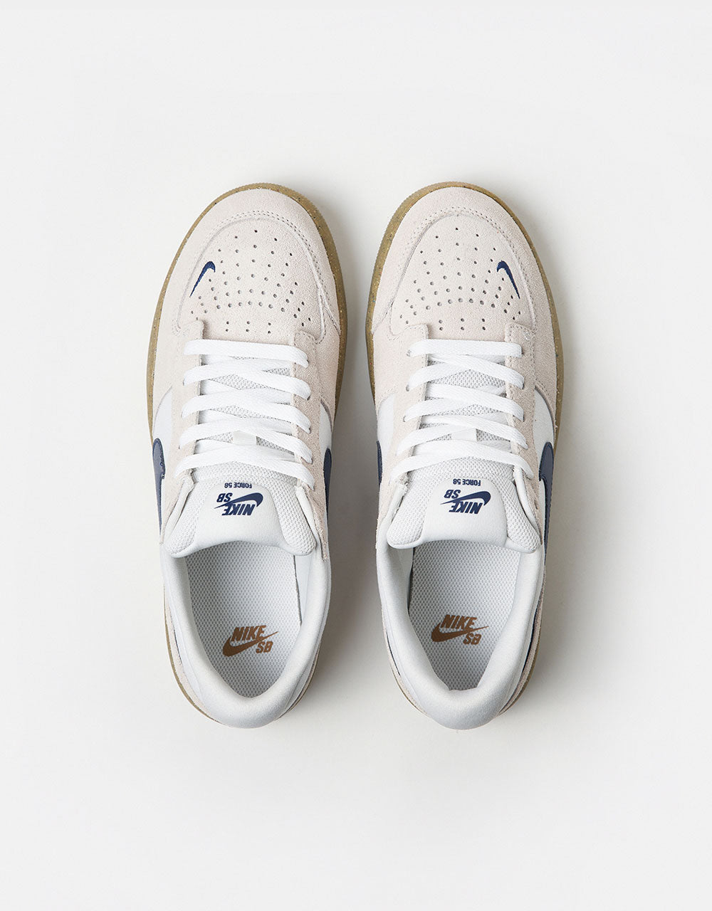Nike SB Force 58 Skate Shoes - White/Navy-White-Gum Light Brown