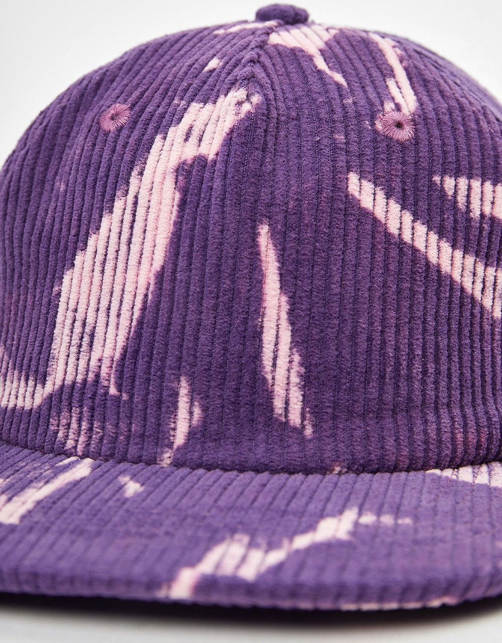 Route One Unstructured Bleached Cord 6 Panel Cap - Purple