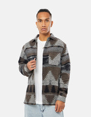 Route One Navajo Heavyweight Flannel Shirt - Charcoal