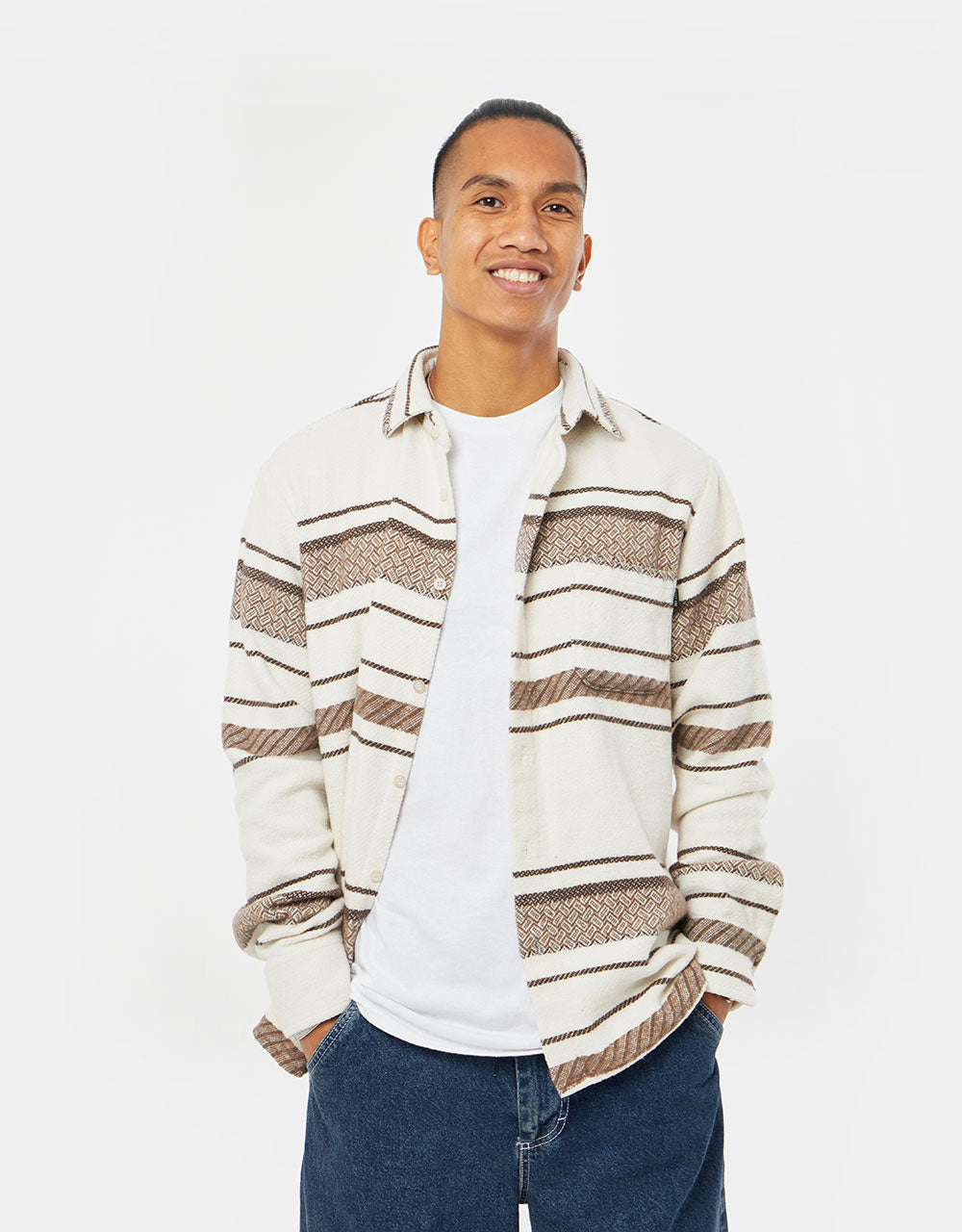 Route One Navajo Heavyweight Flannel Shirt - Natural
