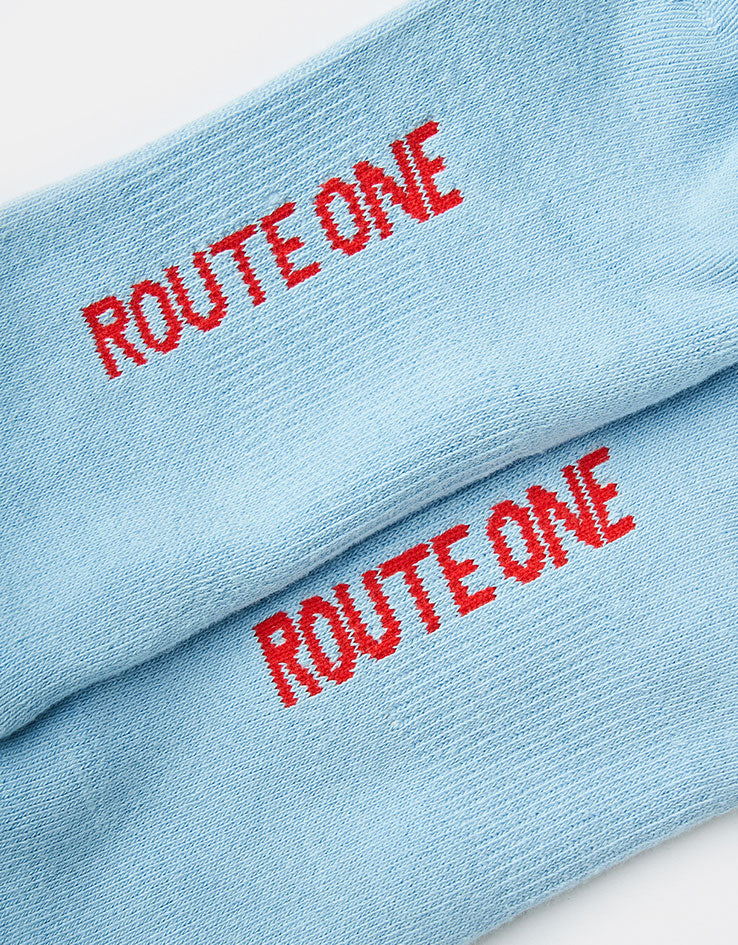 Route One Stay Cold Crew Socks - Light Blue