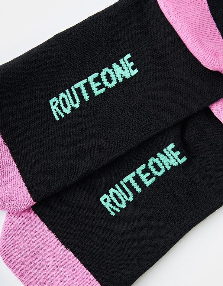 Route One Peak Crew Socks - Black