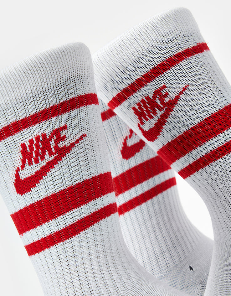 white nike socks with red check