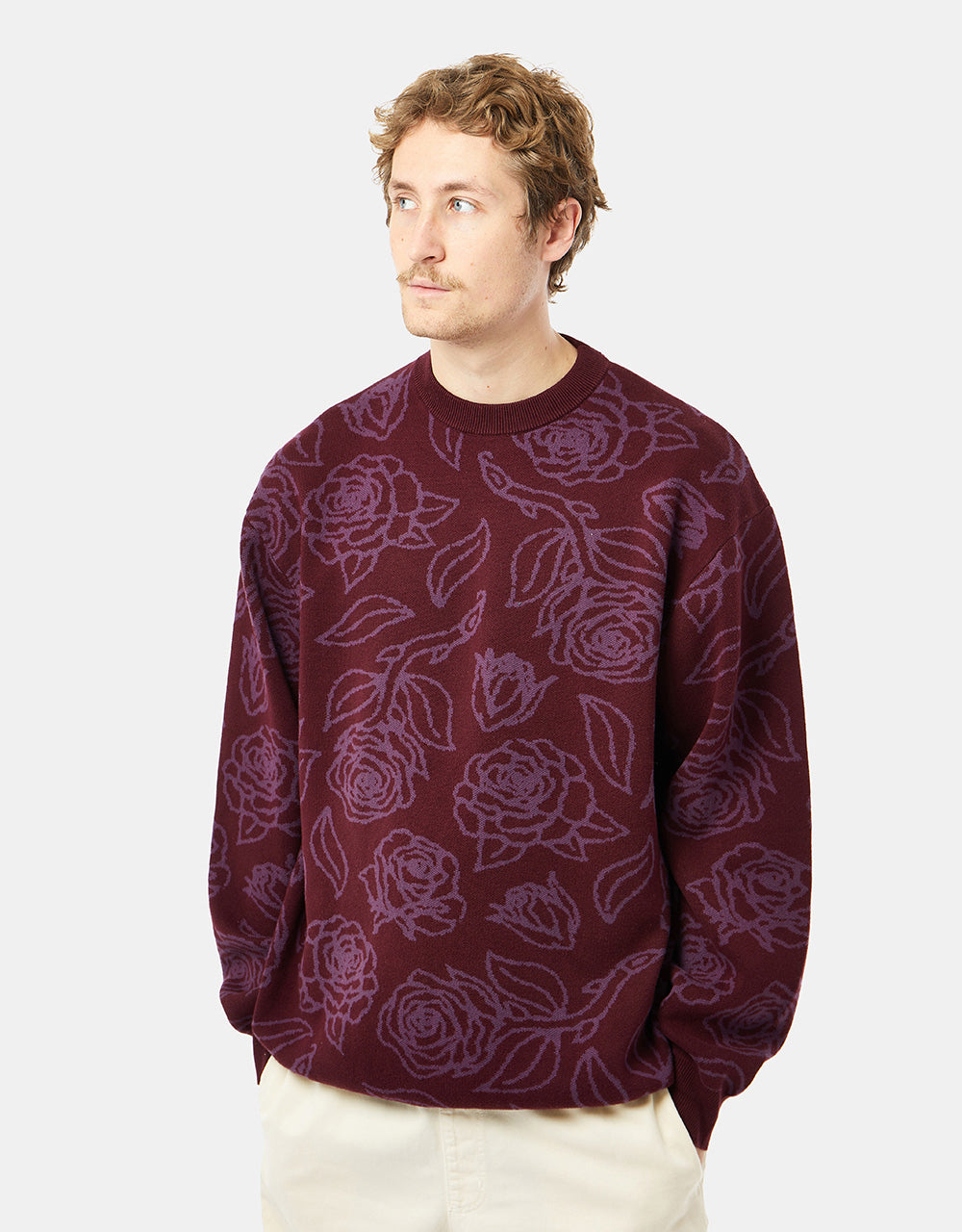 Route One Roses Knitted Sweater - Port/Dove