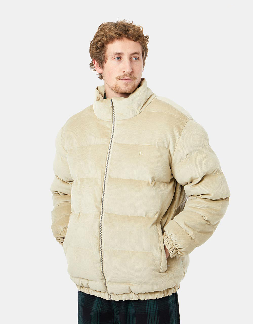 Route One Corduroy Puffer Jacket - Ivory Cream