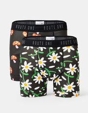 Route One Classic Boxer Shorts 2 Pack - Shrooms/Daisies