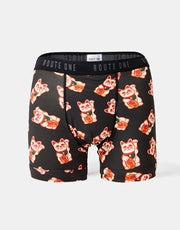 Route One Classic Boxer Shorts - Lucky Cat (Black)