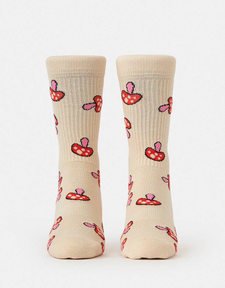 Route One Shrooms Crew Socks - Ivory