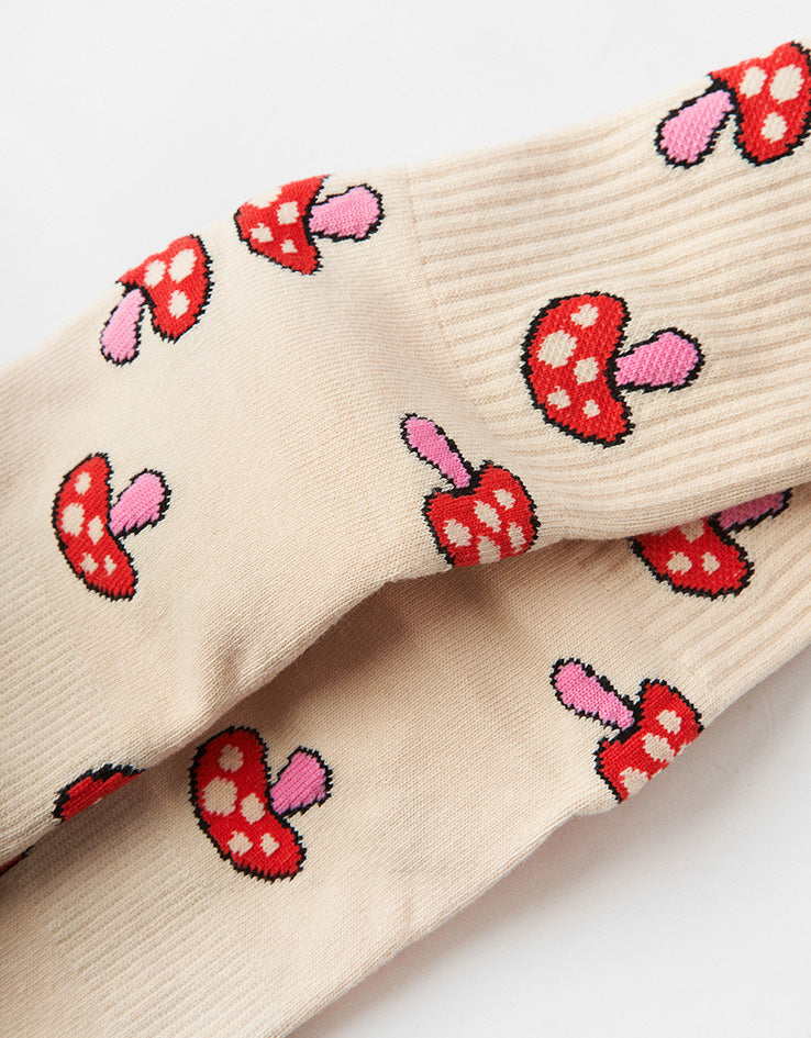 Route One Shrooms Crew Socks - Ivory