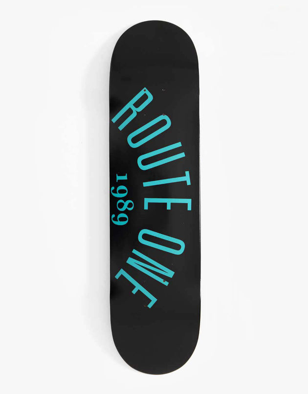 Route One Arch Logo 'OG Shape' Skateboard Deck - Black/Teal