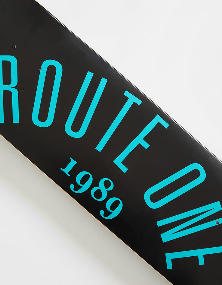 Route One Arch Logo 'OG Shape' Skateboard Deck - Black/Teal
