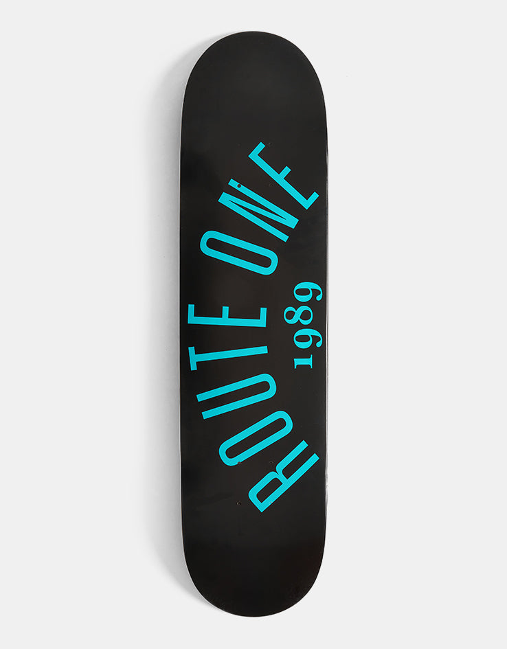 Route One Arch Logo 'OG Shape' Skateboard Deck - Black/Teal