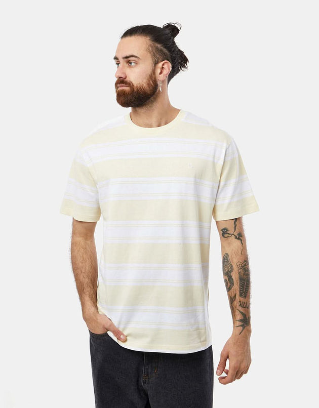 Route One Lewis Stripe T-Shirt  - Cloud Cream/White