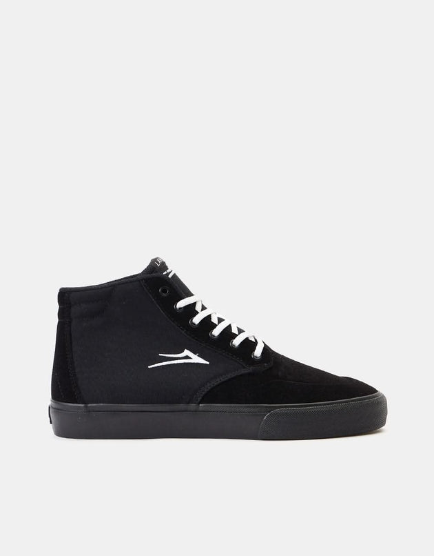 Lakai Riley 3 High Skate Shoes - Black/Black Suede