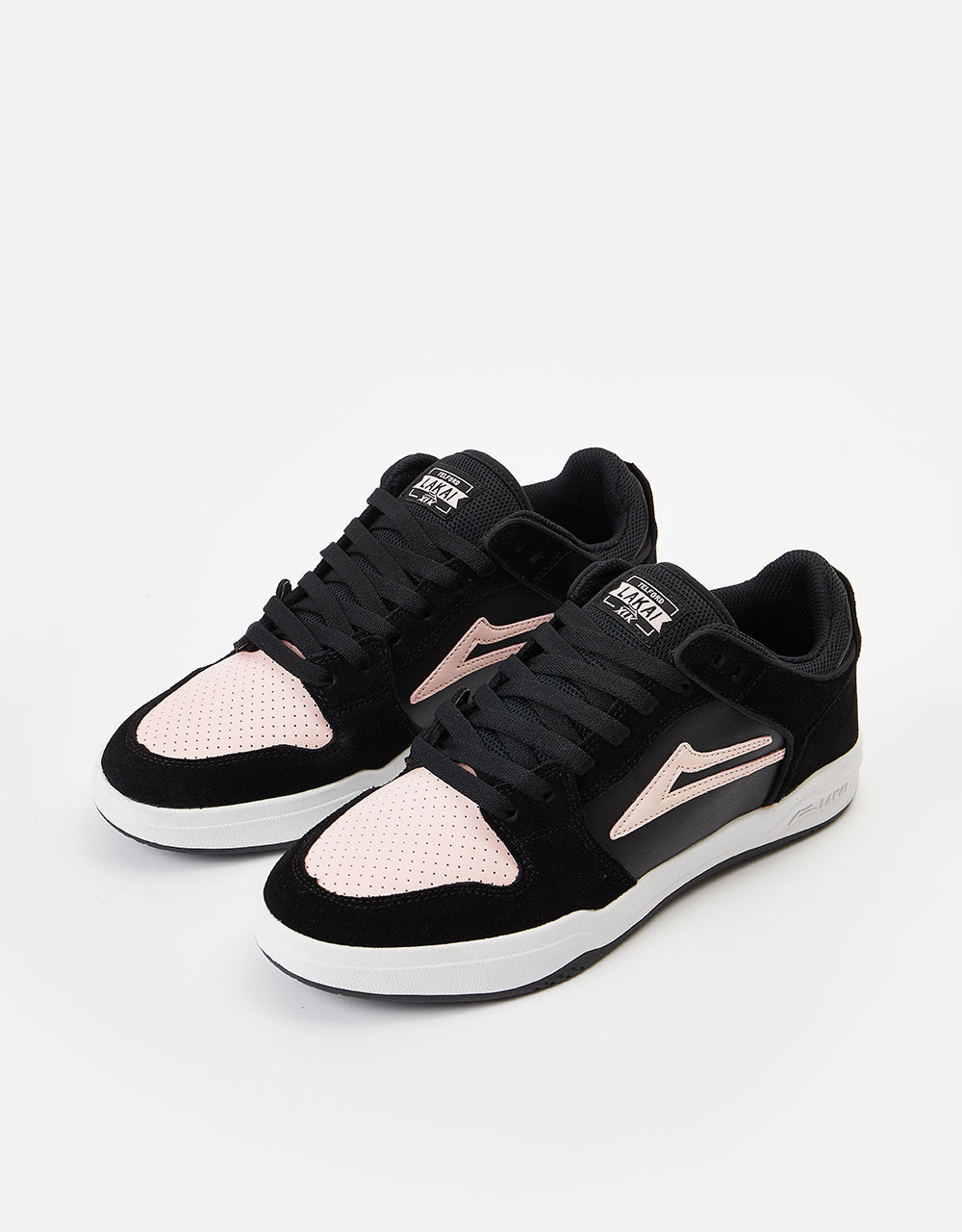 Lakai Telford Low Skate Shoes - Black/Pink Suede