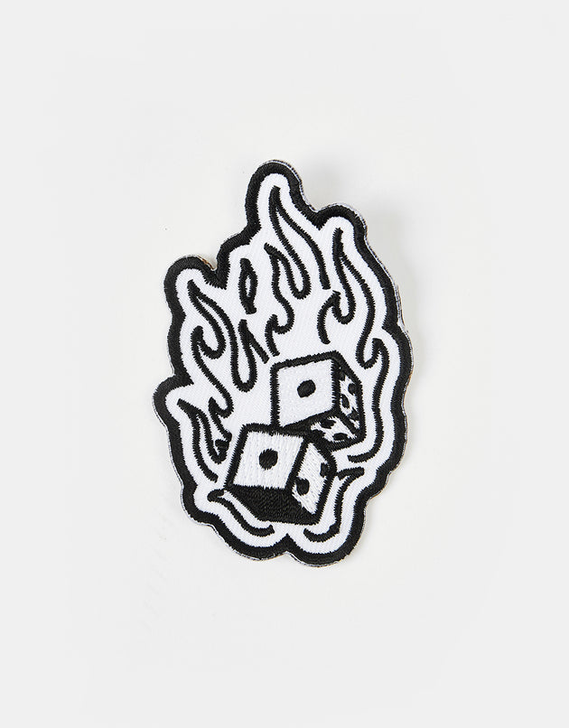 Route One Fire Dice Embroidered Patch - White