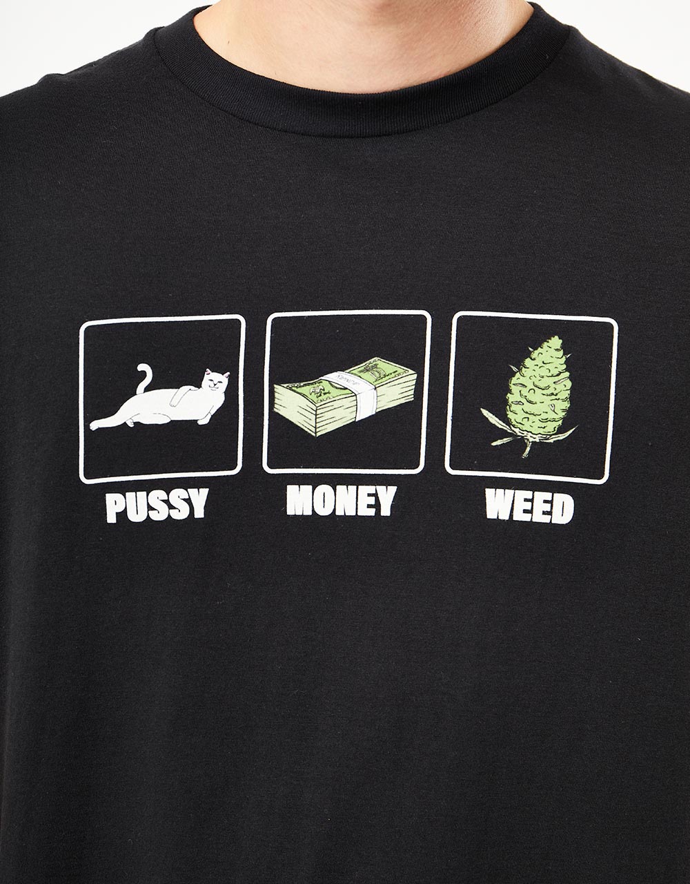 RIPNDIP Pussy Money Weed T-Shirt - Black