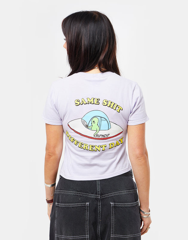 RIPNDIP Same Shit Different Day Womens Cropped T-Shirt - Lavender