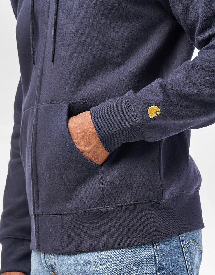 Carhartt WIP Hooded Chase Jacket - Dark Navy/Gold