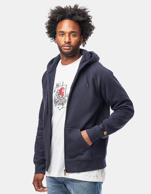 Carhartt WIP Hooded Chase Jacket - Dark Navy/Gold