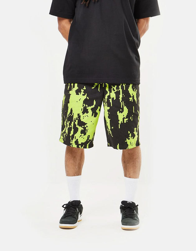 Route One Organic Beach Shorts - Pixel Lime Green/Black