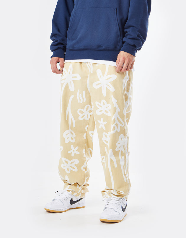 Route One Organic Baggy Pants - Wildflower Stone/White