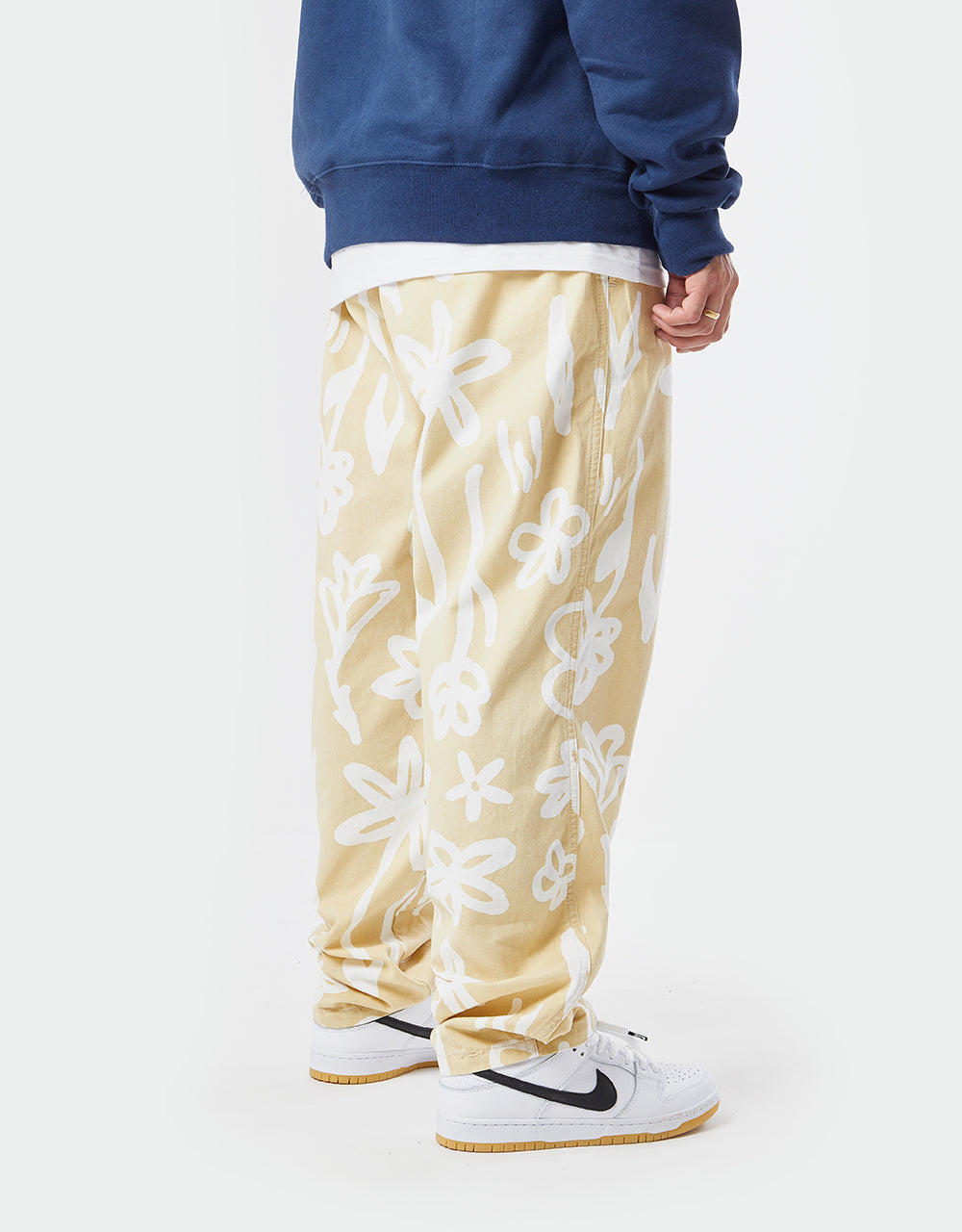 Route One Organic Baggy Pants - Wildflower Stone/White
