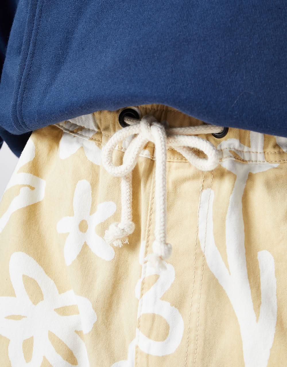Route One Organic Baggy Pants - Wildflower Stone/White