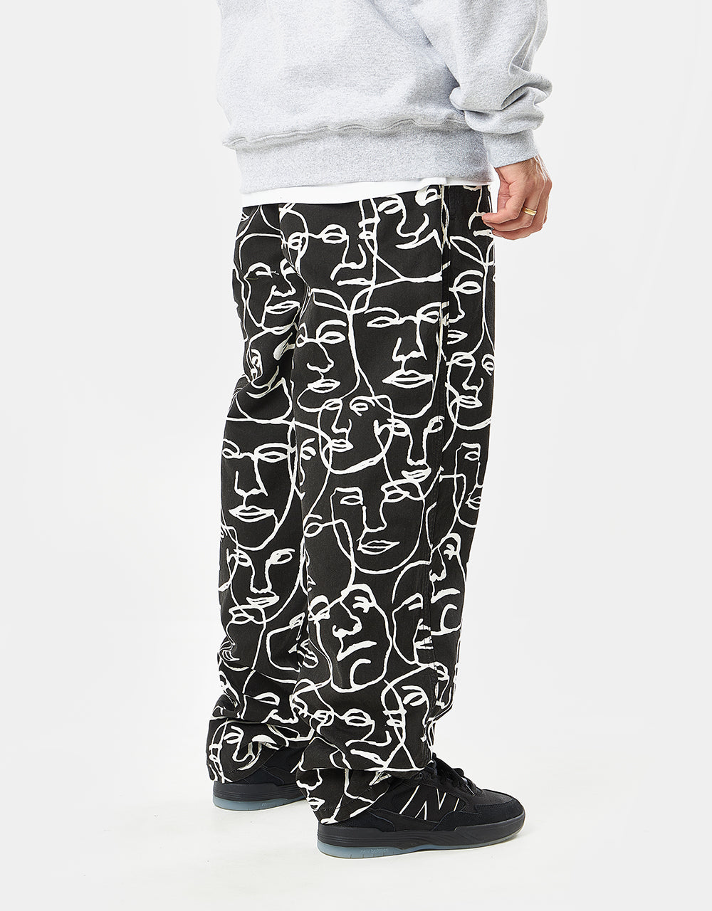 Route One Organic Baggy Pants - Faces Black/White