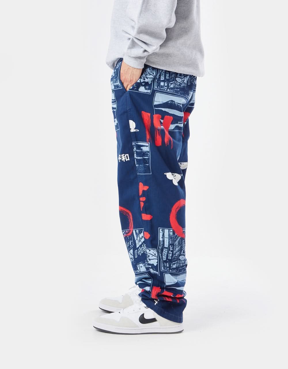 Route One Organic Baggy Pants - Yamato Navy/White/Red