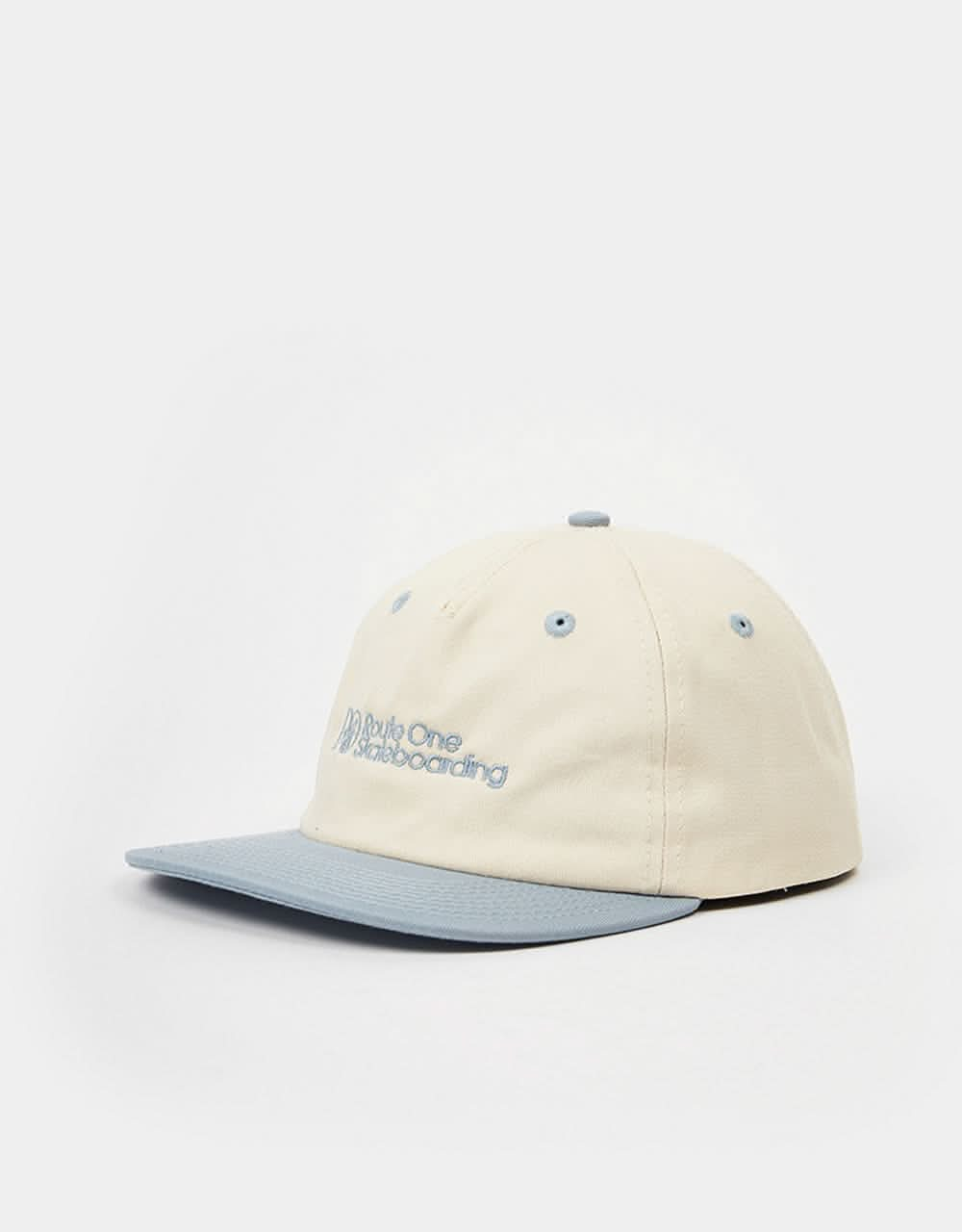 Route One Classics Unstructured Strapback Cap - Natural/Stone Blue