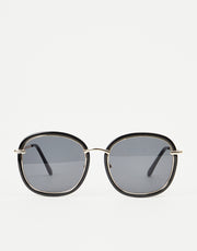 Route One Rimmed Sunglasses - Black/Gold (Black Lens)