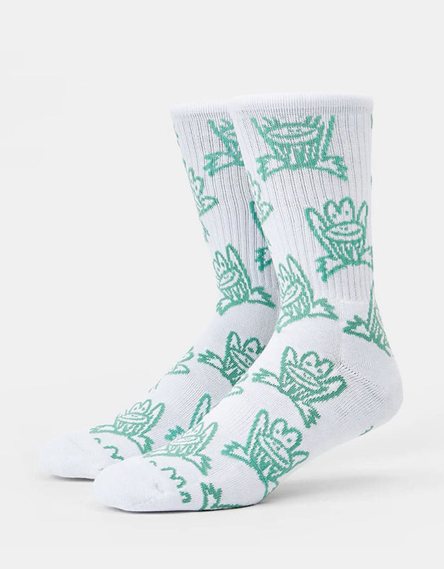 Route One Croak Crew Socks -White/Sage