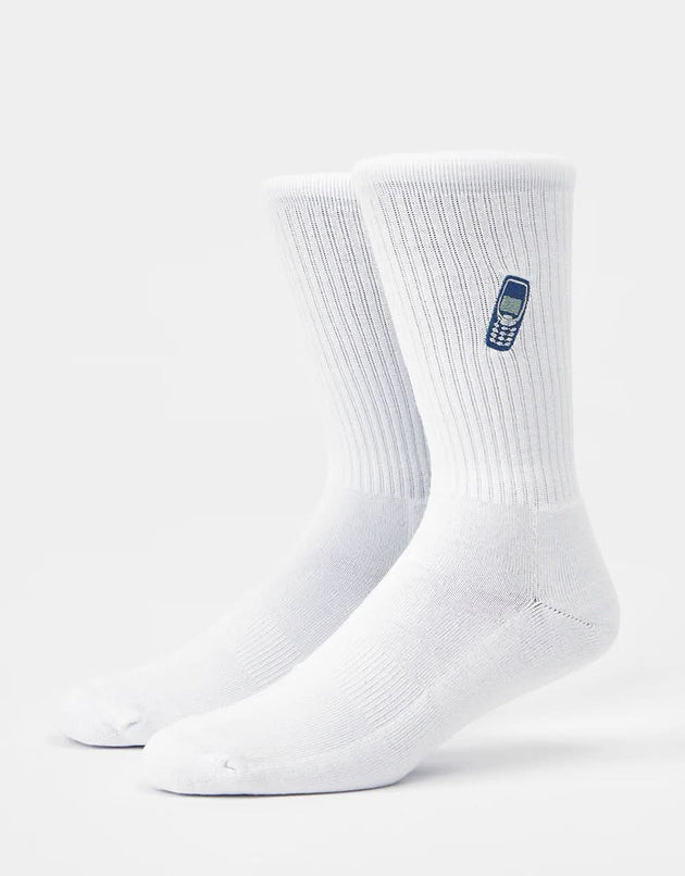 Route One 3310 Crew Socks - White (Embroidered)