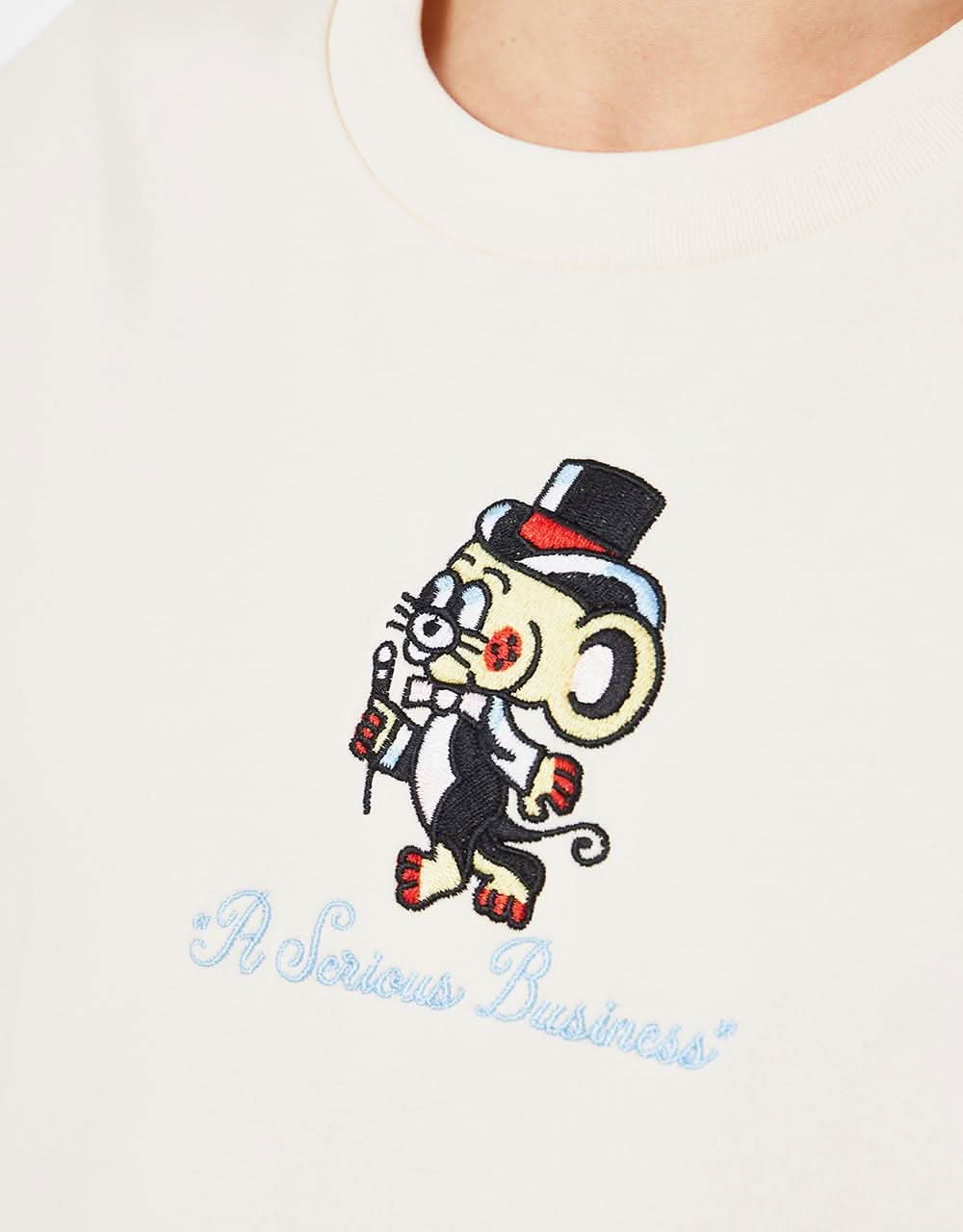 Playdude Classy Embroidered T-Shirt - Ecru