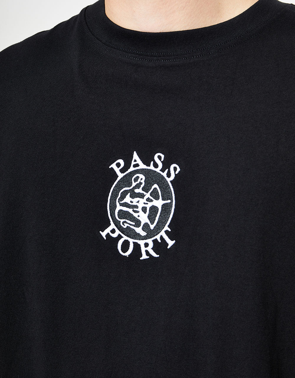 Pass Port Potters Mark Embroidery T-Shirt - Black