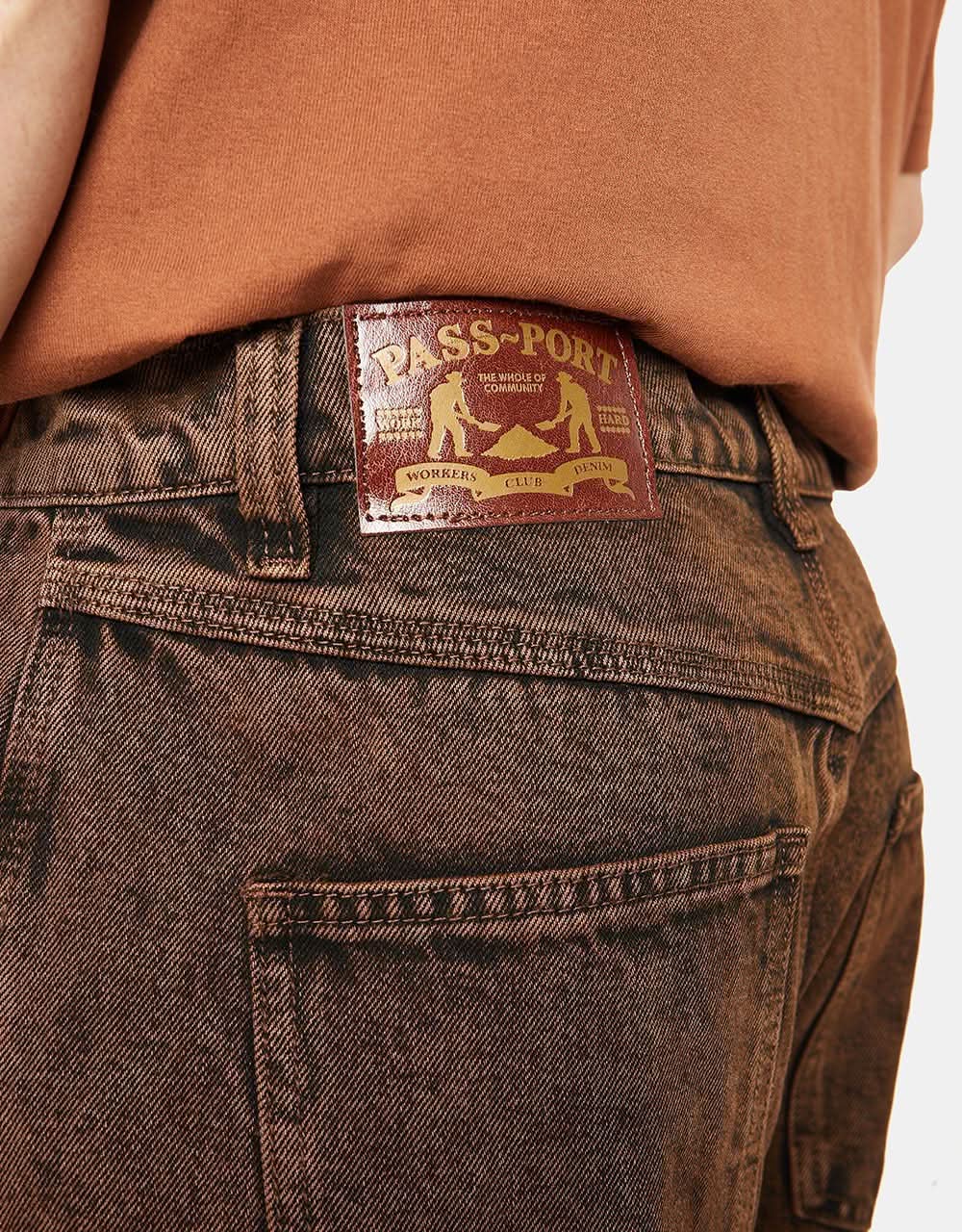 Pass Port Workers Club Denim Short - Brown Overdye